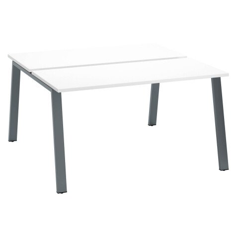Pôle de 2 bureaux droits blanc L 140 x P 60 cm, piétement métal - Arch