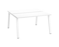 Pôle de 2 bureaux droits blanc L 140 x P 60 cm, piétement métal - Arch