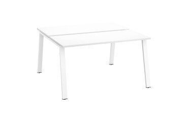 Island of 2 desks ECLA white W 140 x D 60 cm with metallic undercarriage 