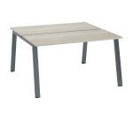 Island of 2 desks ECLA grey oak W 140 x D 60 cm with metallic undercarriage 
