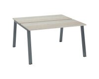 Pôle de 2 bureaux ECLA chêne gris L 140 x P 60 cm piètement métal