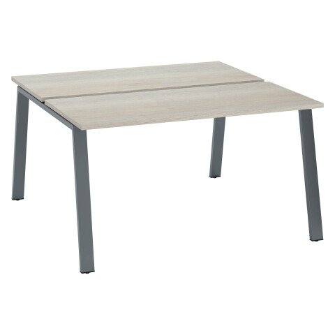 Conjunto de 2 mesas Ecla roble gris An 140 x Fon 60 cm patas metal antracitas - elemento inicial