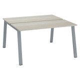 Pôle de 2 bureaux droits chêne gris L 140 x P 60 cm, piétement métal - Arch
