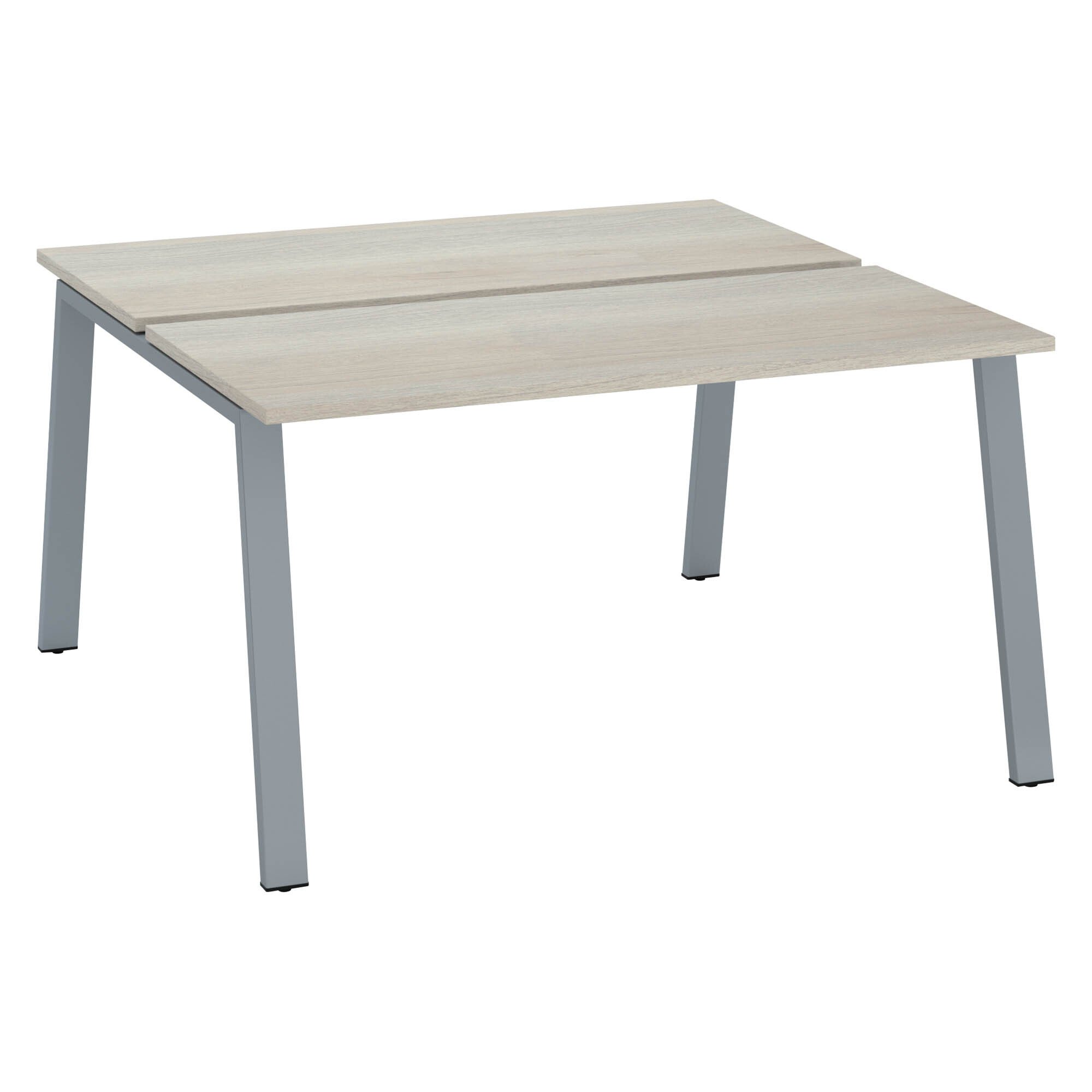 Pôle de 2 bureaux droits chêne gris L 140 x P 60 cm, piétement métal - Arch