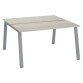 Pôle de 2 bureaux droits chêne gris L 140 x P 60 cm, piétement métal - Arch