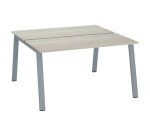 Island of 2 desks ECLA grey oak W 140 x D 60 cm with metallic undercarriage 