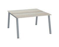 Satz von 2 Arbeitstischen ECLA graue Eiche B 140 x T 60 cm metallenes Gestell Ausführung in Anthrazit 