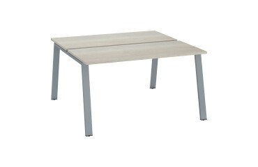 Island of 2 desks ECLA grey oak W 140 x D 60 cm with metallic undercarriage 