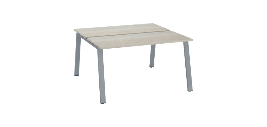 Pôle de 2 bureaux droits chêne gris L 140 x P 126 cm, piétement métal - Arch