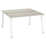 Pôle de 2 bureaux droits chêne gris L 140 x P 60 cm, piétement métal - Arch