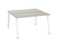 Pôle de 2 bureaux ECLA chêne gris L 140 x P 60 cm piètement métal