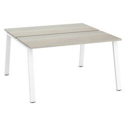 Pôle de 2 bureaux droits chêne gris L 140 x P 60 cm, piétement métal - Arch