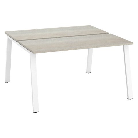 Conjunto de 2 mesas Ecla roble gris An 140 x Fon 60 cm patas metal blancas- elemento inicial