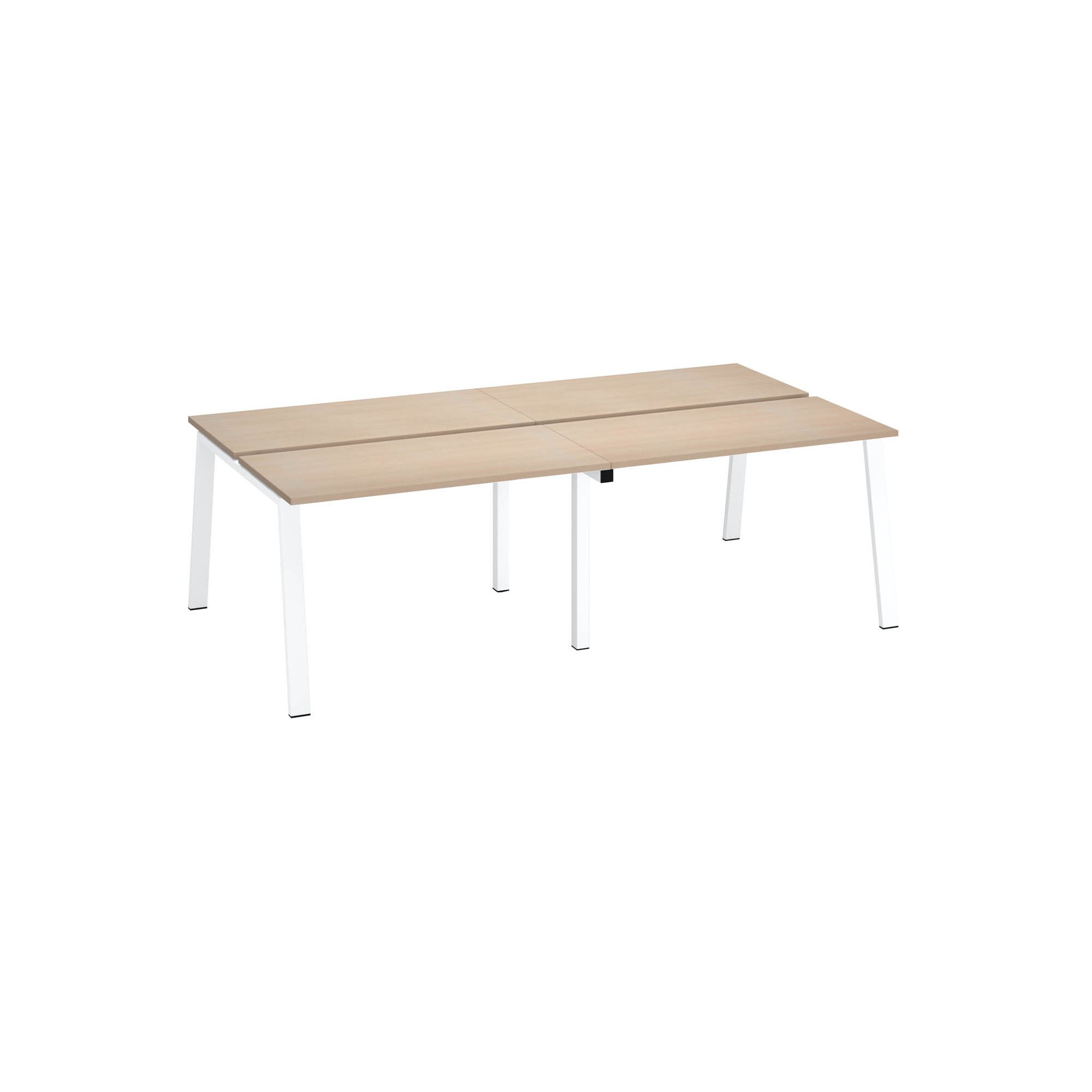 Pôle de 4 bureaux droits chêne clair L 120 x P 60 cm, piétement métal - Arch