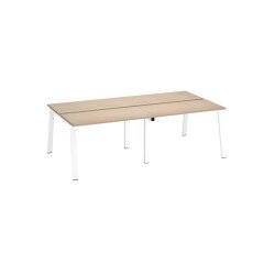 Pôle de 4 bureaux droits chêne clair L 120 x P 60 cm, piétement métal - Arch