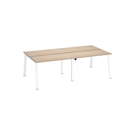 Pôle de 4 bureaux droits chêne clair L 120 x P 60 cm, piétement métal - Arch