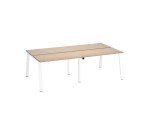 Pôle de 4 bureaux droits chêne clair L 240 x P 126 cm, piétement métal - Arch
