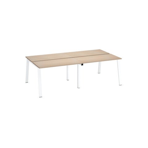Conjunto de 4 mesas Ecla roble claro An 120 x Fon 60 cm patas metal blancas