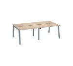 Cluster of 4 ECLA light oak offices L 240 x D 126 cm with metal base