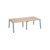 Pôle de 4 bureaux droits chêne clair L 120 x P 60 cm, piétement métal - Arch