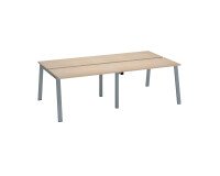 Insel von 4 Arbeitstischen ECLA helle Eiche B 120 x T 60 cm metallenes Gestell Aluminium 