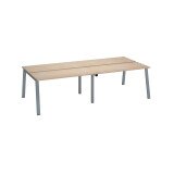 Pôle de 4 bureaux droits chêne clair L 140 x P 60 cm, piétement métal - Arch