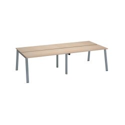 Pôle de 4 bureaux droits chêne clair L 140 x P 60 cm, piétement métal - Arch