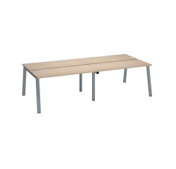 Cluster of 4 light oak ECLA offices, L 280 x D 126 cm, metal base