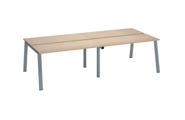 Cluster of 4 light oak ECLA offices, L 280 x D 126 cm, metal base