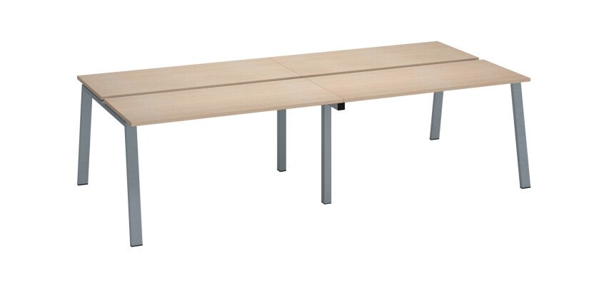 Pôle 4 bureaux ECLA piètement métal profondeur 126 cm