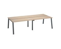 Eiland van 4 werkposten ECLA lichte eik B 140 x D 60 cm onderstel in metaal 