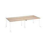 Pôle de 4 bureaux droits chêne clair L 140 x P 60 cm, piétement métal - Arch