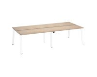 Pôle de 4 bureaux droits chêne clair L 140 x P 60 cm, piétement métal - Arch