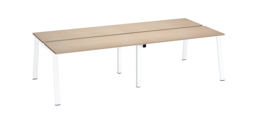 Pôle 4 bureaux ECLA piètement métal profondeur 126 cm