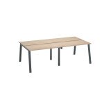 Pôle de 4 bureaux droits chêne clair L 120 x P 60 cm, piétement métal - Arch