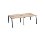 Pôle de 4 bureaux droits chêne clair L 240 x P 126 cm, piétement métal - Arch