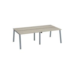 Pôle de 4 bureaux droits chêne gris L 120 x P 60 cm, piétement métal - Arch
