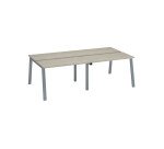 Cluster of 4 ECLA desks in grey oak, dimensions L 240 x D 126 cm, metal frame.