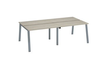 Cluster of 4 ECLA desks in grey oak, dimensions L 240 x D 126 cm, metal frame.