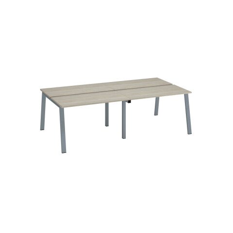 Conjunto de 4 mesas Ecla roble gris An 120 x Fon 60 cm patas metal aluminio