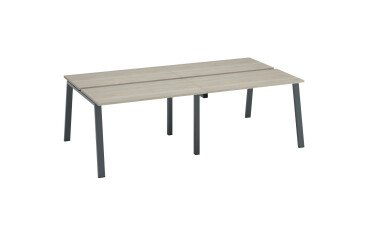 Cluster of 4 ECLA desks in grey oak, dimensions L 240 x D 126 cm, metal frame.