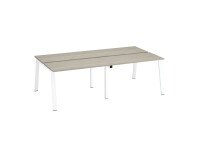 Pôle de 4 bureaux ECLA chêne gris L 240 x P 126 cm piètement métal