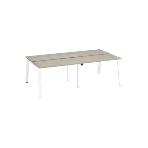 Conjunto de 4 mesas Ecla roble gris An 120 x Fon 60 cm patas metal blancas