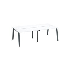 Pôle de 4 bureaux droits blanc L 120 x P 60 cm, piétement métal - Arch