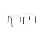 Cluster of 4 ECLA white office desks L 240 x D 126 cm with metal legs