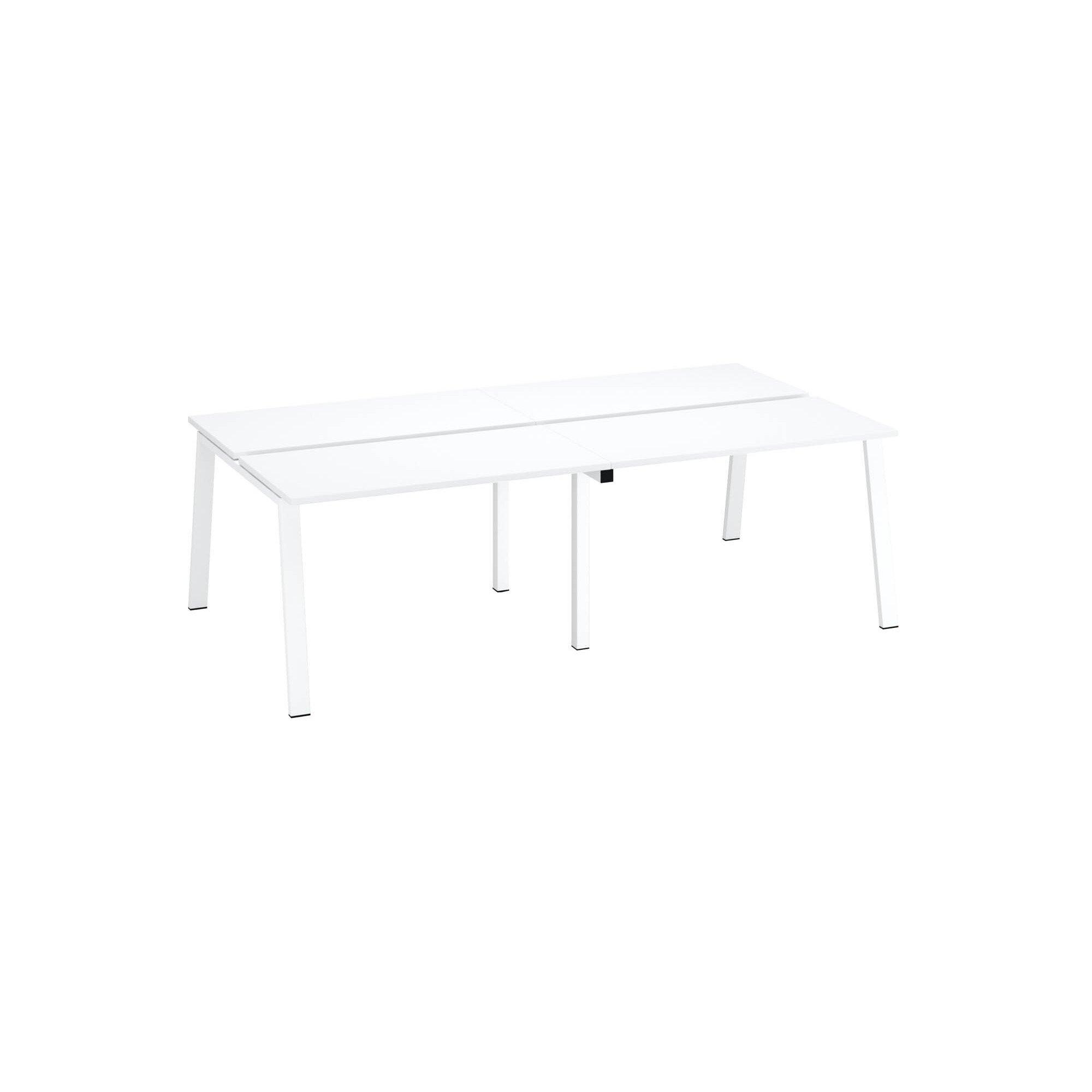 Pôle de 4 bureaux droits blanc L 120 x P 60 cm, piétement métal - Arch
