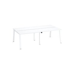 Pôle de 4 bureaux droits blanc L 120 x P 60 cm, piétement métal - Arch