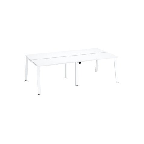 Pôle de 4 bureaux droits blanc L 120 x P 60 cm, piétement métal - Arch