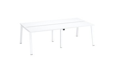 Eiland van 4 werkposten ECLA wit B 120 x D 60 cm onderstel in metaal 