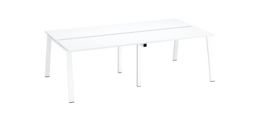 Pôle de 4 bureaux droits blanc L 240 x P 126 cm, piétement métal - Arch
